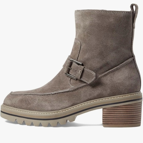 Bernardo Sonja Suede Lug Sole Boots | Size 8.5 | Taupe Chunky Moto - Picture 1 of 7